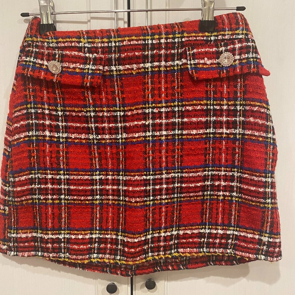 ASOS DESIGN Red Tartan Mini Skirt